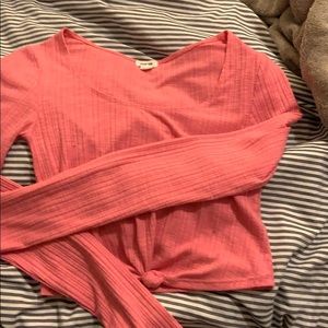 cropped pink long sleeve